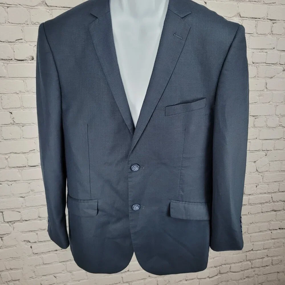 Figlio Lontano Navy 2 Button Single Vented Notch Blazer Sport Coat Size 40R
